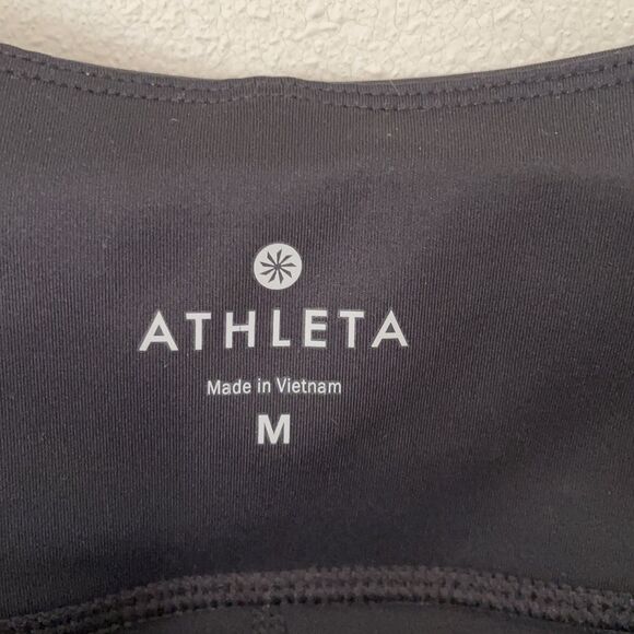 ATHLETA Floral Fade Ankle Tight Mesh Panels Leggings Black Multi Women’s M - Picture 2 of 10